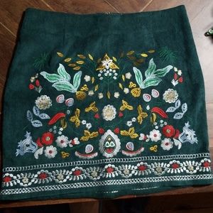 Embroided corduroy mini skirt